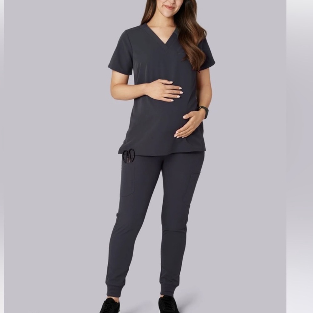 Mandala Dark Grey Maternity Scrub Set